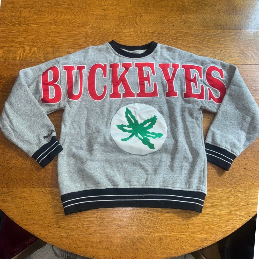 Mitchell & Ness Ohio State Buckeyes Gray Crewneck Sweatshirt Small NCAA Retro